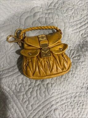 Miu Miu Yellow Mini Quilted Keychain Bag -